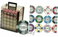 1,000 Ct Milano Set 10g Casino Clay Chips with Acrylic Display Case for
