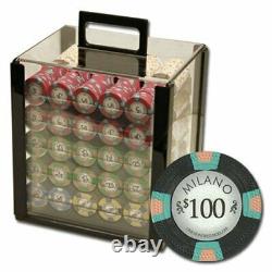 1,000 Ct Milano Set 10g Casino Clay Chips with Acrylic Display Case for