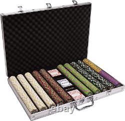 1,000 Ct the Mint Poker Set 13G Clay Composite Chips with Aluminum Case, Playi