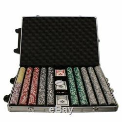 1,000ct. Ben Franklin 14g Poker Chip Set in Rolling Aluminum Metal Carry Case