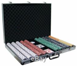 1,000ct. Coin Inlay 14g Poker Chip Set in Aluminum Metal Carry Case