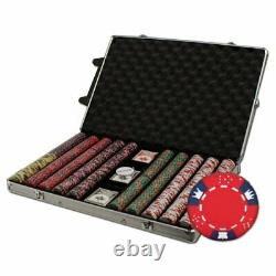 1,000ct. Crown & Dice 14g Poker Chip Set in Rolling Aluminum Metal Carry Case