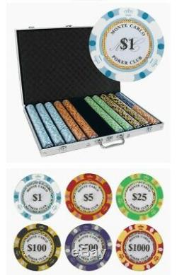 1,000ct. Monte Carlo 14g Poker Chip Set in Aluminum Metal Carry Case and more