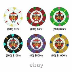 1,000ct. Rock & Roll Clay Composite 13.5g Poker Chip Set in Acrylic Case