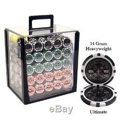 1,000ct. Ultimate 14g Poker Chip Set in Acrylic Carry Case