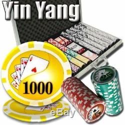 1,000ct. Yin Yang 13.5g Poker Chip Set in Aluminum Metal Carry Case