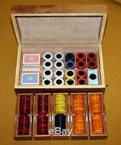 1 Of 2 Made In Italy Asprey London Pearl Poker Chips Cards Dice Burr Walnut Sets