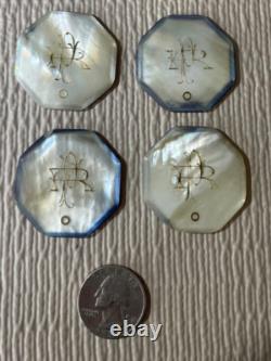 10 Piece Antique Mother of Pearl Poker Gaming Casino Chip Set (Circa 1880-1900s)