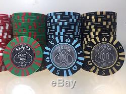 100 Rare Sahara Casino Poker Chip Set Metal Insert Las Vegas$1 $5 $25 $100