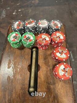100 Used Paulson Four Aces Casino 42mm Poker Chips Set 40 X 5, 20x 25, 40x 100