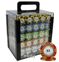 1000 14g Monte Carlo Poker Club Poker Chips Set Acrylic Case 3tone New