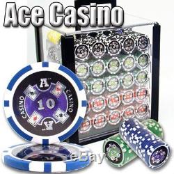 1000 Ace Casino Acrylic Poker Chip Set. 14 Gram Heavy Weighted Poker Chips