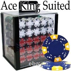 1000 Ace King Suited Poker Chips Set with Acrylic Case Pick Colors
