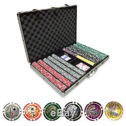 1000 Casino Table Hi Roller Poker Chips Set with Aluminum Case