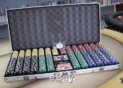 1000 Chips Poker Dice Chip Set With Dice Decks Dealer Kit & Silver Case Keys