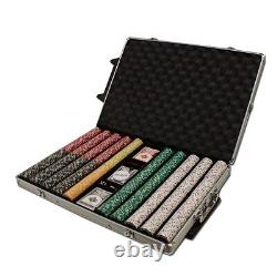 1000 Coin Inlay 15g Clay Poker Chips Set with Rolling Aluminum Case Pick Chips