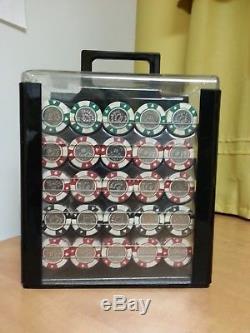 1000 Coin Inlay Clay Poker Chips Set with Acrylic Case