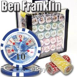 1000 Count Ben Franklin 14 Gram Poker Chips Chip Set in Acrylic Case