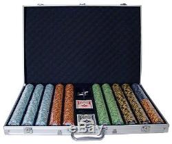 1000 Ct Monte Carlo 3-Tone Poker Chip Set with Aluminum Case 14 Gram Chips by