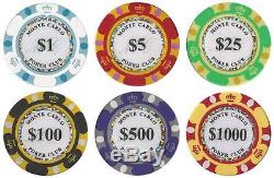 1000 Ct Monte Carlo 3-Tone Poker Chip Set with Aluminum Case 14 Gram Chips by