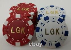 1000 Custom Monogrammed Poker Chips Printed on both sides