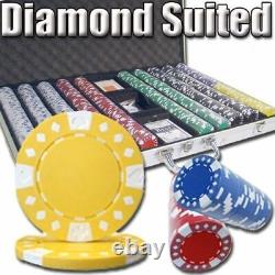 1000 Diamond Suited 12.5g Clay Poker Chips Set with Aluminum Case Pick Chips