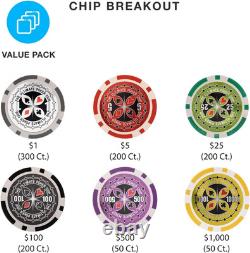 1000 Heavyweight Poker Chips Set with Acrylic Case & Removable Trays