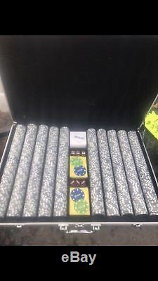 1000 Holographic Aces Poker Chip Set with Hard Case Cards x 2 Dice x 6 Timer