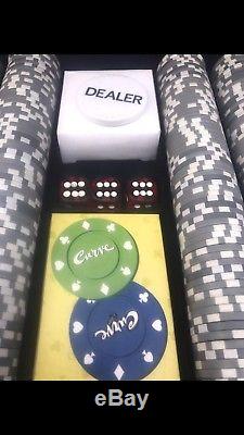 1000 Holographic Aces Poker Chip Set with Hard Case Cards x 2 Dice x 6 Timer