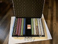 1000 Monte Carlo Clay Poker Chips Set with Case A Few Missing Chips