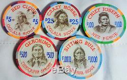 1000 Paulson Native American Warrior Clay Poker Chip Set Lot