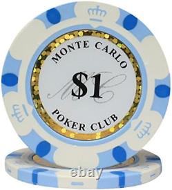 1000 Pcs 14G Monte Carlo Poker Club Poker Chips Set with Aluminum Case Custom Bu