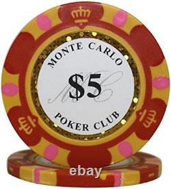 1000 Pcs 14G Monte Carlo Poker Club Poker Chips Set with Aluminum Case Custom Bu