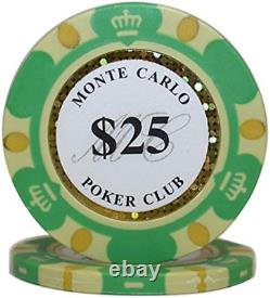 1000 Pcs 14G Monte Carlo Poker Club Poker Chips Set with Aluminum Case Custom Bu