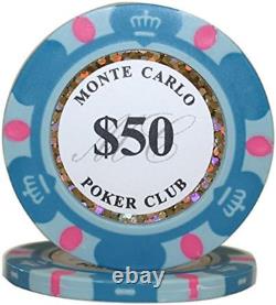 1000 Pcs 14G Monte Carlo Poker Club Poker Chips Set with Aluminum Case Custom Bu