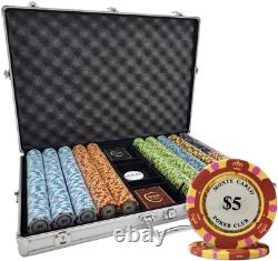 1000 Pcs 14G Monte Carlo Poker Club Poker Chips Set with Aluminum Case Custom Bu