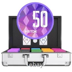 1000-Piece Casino Poker Chip Set with Denominations, 11.5g Weighted Chips, 2