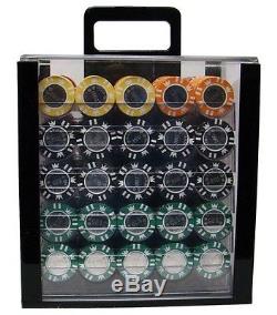 1000 Piece Coin Inlay 15 Gram Clay Poker Chip Set with Acrylic Case (Custom) New