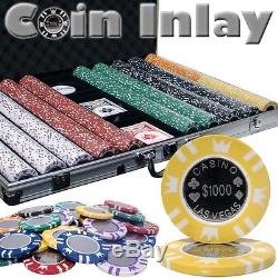 1000 Piece Coin Inlay 15 Gram Clay Poker Chip Set with Aluminum Case (Custom)