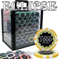 1000 Piece Eclipse 14 Gram Clay Poker Chip Set with Acrylic Case (Custom) New