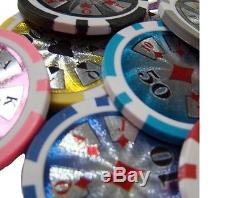 1000 Piece High Roller 14g Clay Poker Chip Set with Aluminum Case Pick Chips