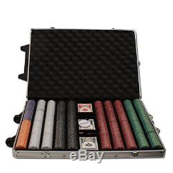 1000 Piece Suited 11.5 Gram Clay Poker Chip Set with Rolling Case (Custom) New