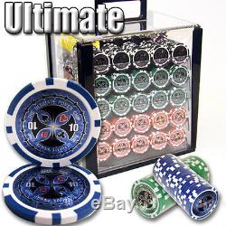 1000 Piece Ultimate 14 Gram Clay Poker Chip Set with Acrylic Case (Custom) New