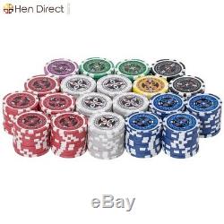 1000 Poker Chips Casino Set with6 Dices+3 Card Decks+Aluminum Case and Table Cloth