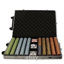 1000 count Monte Carlo Heavyweight 14g Poker Chips in Wheeled Aluminum Case