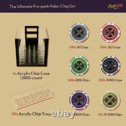 1000-piece Acrylic The Ultimate Poker Chip Set in Case 14g Clay Composite