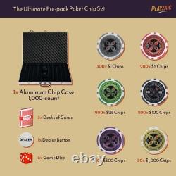 1000-piece Aluminum The Ultimate Poker Chip Set in Case 14g Clay Composite