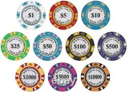 1000Pcs 14G Monte Carlo Poker Club Poker Chips Set with Custom Build 1000 Chips