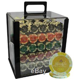 1000pc 14G MONTE CARLO MILLIONS CLAY POKER CHIPS SET ACRYLIC CASE