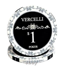 1000pc Ceramic Vercelli Poker Chips/With Acrylic Case & 10 Trays